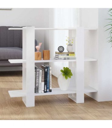 vidaXL Book Cabinet/Room Divider High Gloss White 100x30x87 cm