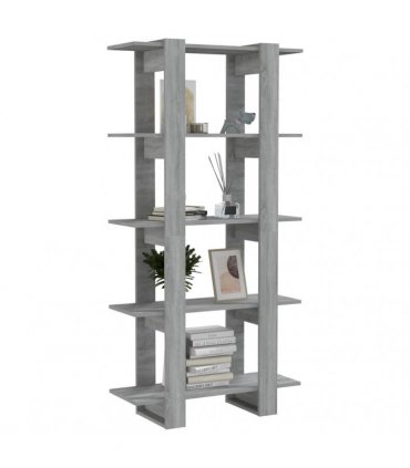 vidaXL Book Cabinet/Room Divider Grey Sonoma 80x30x160 cm Engineered Wood