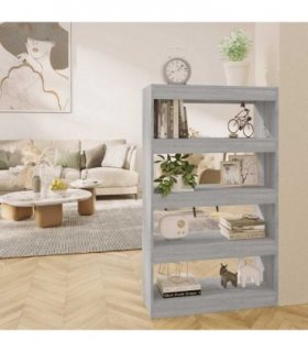 vidaXL Book Cabinet/Room Divider Grey Sonoma 80x30x135 cm Engineered Wood