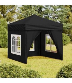 vidaXL Folding Party Tent with Sidewalls Black 2x2 m — Size: 2 x 2 m