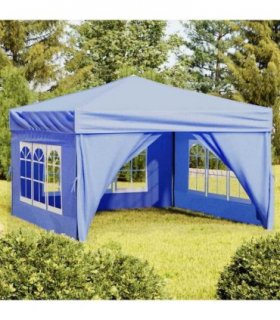 vidaXL Folding Party Tent with Sidewalls Blue 3x3 m — Size: 3 x 3 m