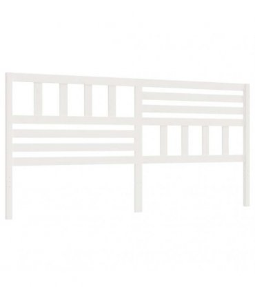 vidaXL Bed Headboard | White | Solid Pine Wood | Large | Decorative Inlays — Size: 206 x 100 cm