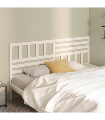 vidaXL Bed Headboard | White | Solid Pine Wood | Large | Decorative Inlays — Size: 206 x 100 cm
