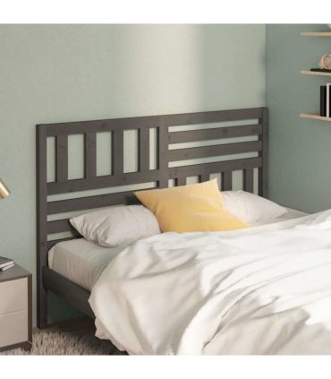 vidaXL Bed Headboard | Grey | Solid Pine Wood | 166x4x100 cm | Decorative Inlays — Size: 166 x 100 cm