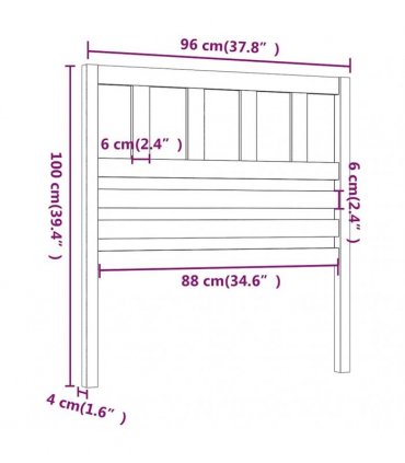 vidaXL Bed Headboard | Grey | Solid Pine Wood | Durable | Bed Headboard — Size: 96 x 100 cm