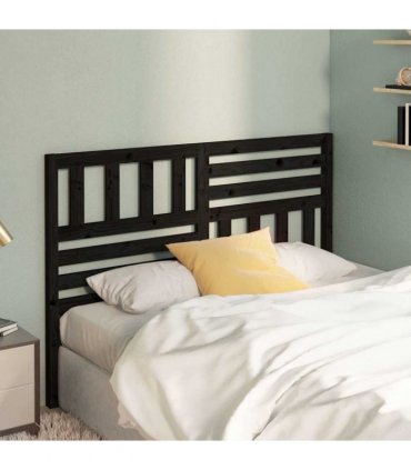 vidaXL Bed Headboard | Black | Solid pine wood | 146 cm x 4 cm x 100 cm — Size: 146 x 100 cm
