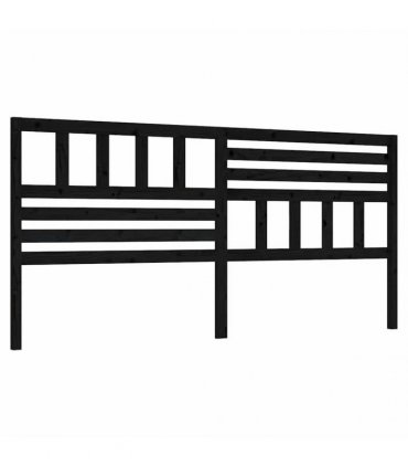 vidaXL Bed Headboard | Black | Solid Pine Wood | 206 cm x 100 cm — Size: 206 x 100 cm