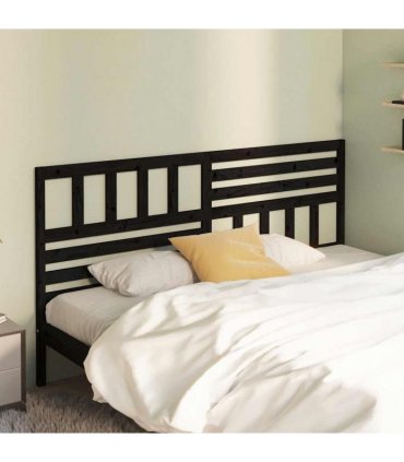 vidaXL Bed Headboard | Black | Solid Pine Wood | 206 cm x 100 cm — Size: 206 x 100 cm