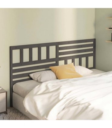 vidaXL Bed Headboard | Grey | Solid pine wood | Large | Appealing Design — Size: 206 x 100 cm