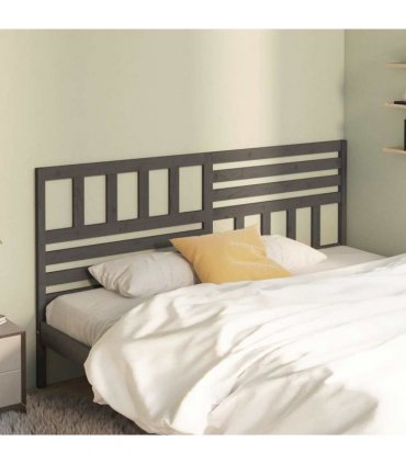 vidaXL Bed Headboard | Grey | Solid pine wood | Large | Appealing Design — Size: 206 x 100 cm