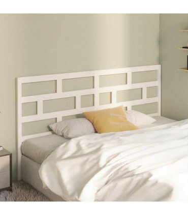 vidaXL Bed Headboard White 206x4x100 cm Solid Wood Pine — Size: 206 x 100 cm