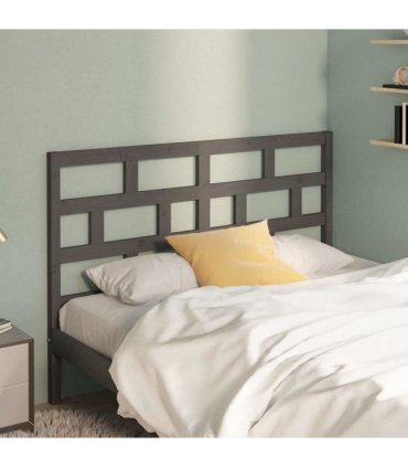 vidaXL Bed Headboard Grey 146x4x100 cm Solid Wood Pine — Size: 146 x 100 cm
