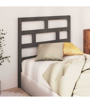 vidaXL Bed Headboard Grey 96x4x100 cm Solid Wood Pine — Size: 96 x 100 cm