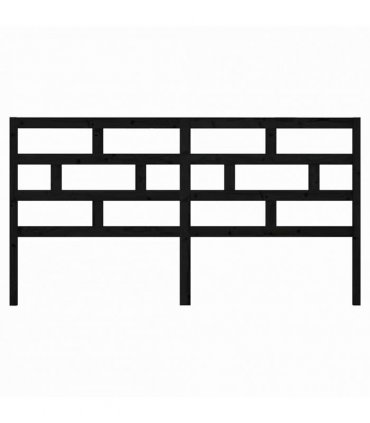 vidaXL Bed Headboard Black 206x4x100 cm Solid Wood Pine — Size: 206 x 100 cm
