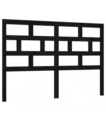 vidaXL Bed Headboard Black 146x4x100 cm Solid Wood Pine — Size: 146 x 100 cm