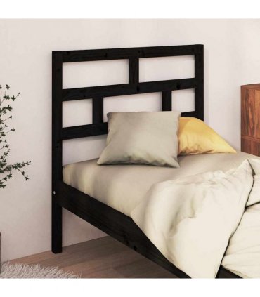 vidaXL Bed Headboard Black 96x4x100 cm Solid Wood Pine — Size: 96 x 100 cm