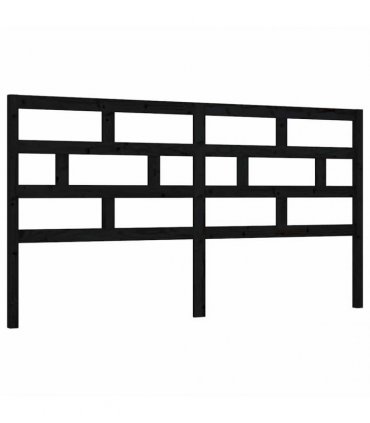 vidaXL Bed Headboard Black 186x4x100 cm Solid Wood Pine — Size: 186 x 100 cm