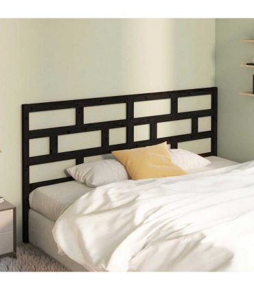 vidaXL Bed Headboard Black 186x4x100 cm Solid Wood Pine — Size: 186 x 100 cm