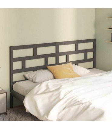 vidaXL Bed Headboard Grey 206x4x100 cm Solid Wood Pine — Size: 206 x 100 cm