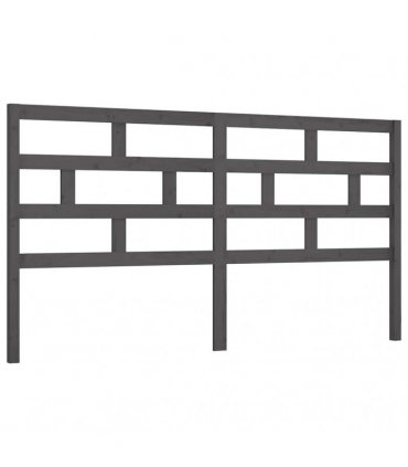 vidaXL Bed Headboard Grey 206x4x100 cm Solid Wood Pine — Size: 206 x 100 cm