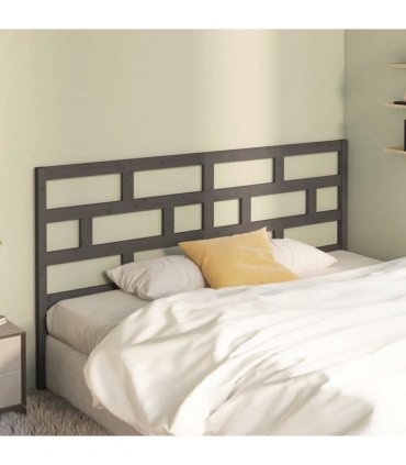 vidaXL Bed Headboard Grey 206x4x100 cm Solid Wood Pine — Size: 206 x 100 cm
