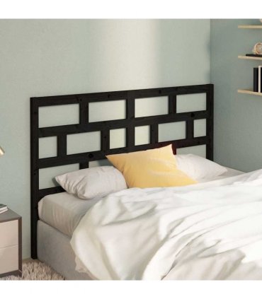 vidaXL Bed Headboard Black 141x4x100 cm Solid Wood Pine — Size: 141 x 100 cm