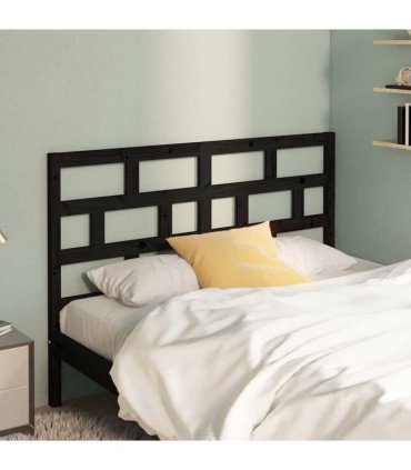vidaXL Bed Headboard Black 141x4x100 cm Solid Wood Pine — Size: 141 x 100 cm