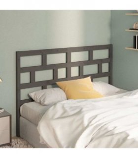 vidaXL Bed Headboard Grey 126x4x100 cm Solid Wood Pine — Size: 126 x 100 cm