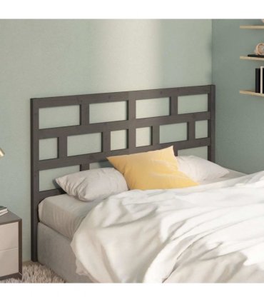 vidaXL Bed Headboard Grey 126x4x100 cm Solid Wood Pine — Size: 126 x 100 cm