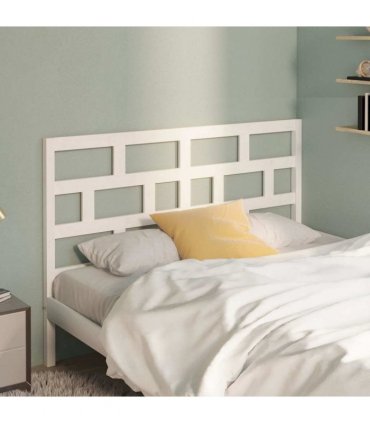 vidaXL Bed Headboard White 146x4x100 cm Solid Wood Pine — Size: 146 x 100 cm