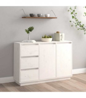 vidaXL Sideboard White 111x34x75 cm Solid Wood Pine