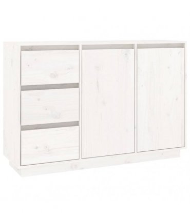 vidaXL Sideboard White 111x34x75 cm Solid Wood Pine
