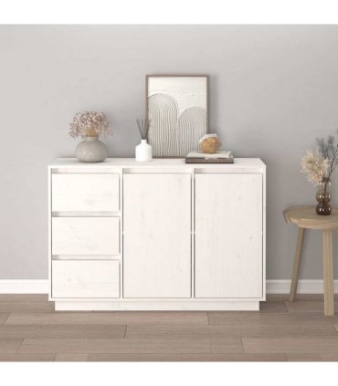 vidaXL Sideboard White 111x34x75 cm Solid Wood Pine