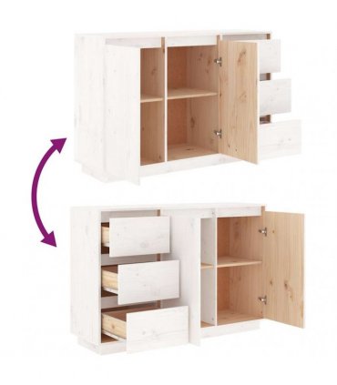 vidaXL Sideboard White 111x34x75 cm Solid Wood Pine