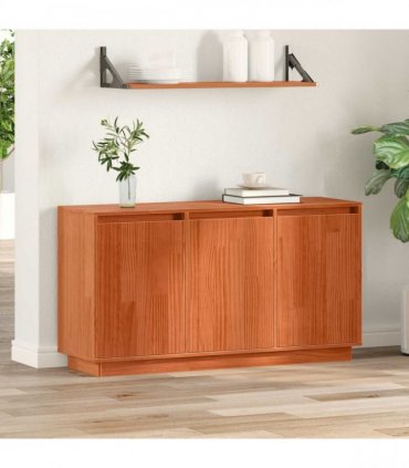 vidaXL Sideboard Brown Oak 111 x 34 x 60 cm Solid Pine Wood — Colour: Wax brown