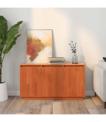 vidaXL Sideboard Brown Oak 111 x 34 x 60 cm Solid Pine Wood — Colour: Wax brown