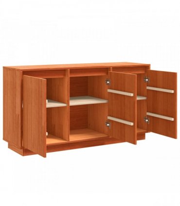 vidaXL Sideboard Brown Oak 111 x 34 x 60 cm Solid Pine Wood — Colour: Wax brown