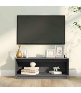 vidaXL TV Cabinet Grey 90x35x35 cm Solid Wood Pine