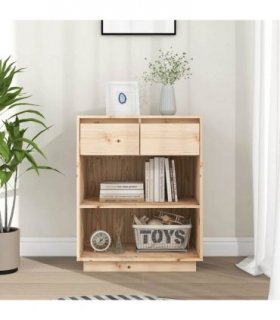 vidaXL Console Cabinet 60x34x75 cm Solid Wood Pine — Colour: natural