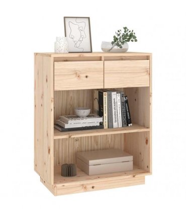 vidaXL Console Cabinet 60x34x75 cm Solid Wood Pine — Colour: natural
