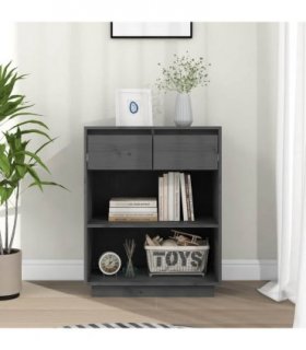 vidaXL Console Cabinet Grey 60x34x75 cm Solid Wood Pine — V0672029437