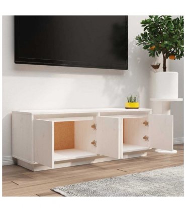 vidaXL TV Cabinet White 110x34x40 cm Solid Wood Pine
