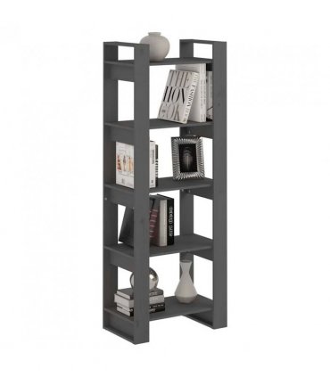 vidaXL Book Cabinet/Room Divider Grey 60x35x160 cm Solid Wood — Size: 60 x 35 x 160 cm