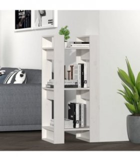 vidaXL Book Cabinet/Room Divider White 41x35x91 cm Solid Wood Pine — Size: 41 x 35 x 91 cm