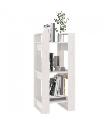 vidaXL Book Cabinet/Room Divider White 41x35x91 cm Solid Wood Pine — Size: 41 x 35 x 91 cm