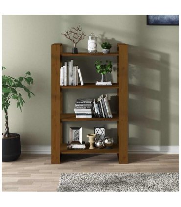vidaXL Book Cabinet/Room Divider Honey Brown 80x35x125 cm Solid Wood — Size: 80 x 35 x 125 cm