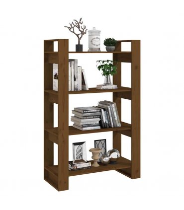 vidaXL Book Cabinet/Room Divider Honey Brown 80x35x125 cm Solid Wood — Size: 80 x 35 x 125 cm