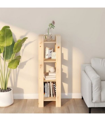 vidaXL Book Cabinet/Room Divider 41x35x125 cm Solid Wood Pine — Colour: natural, Size: 41 x 35 x 125 cm
