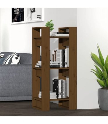 vidaXL Book Cabinet/Room Divider Honey Brown 41x35x91 cm Solid Wood — Size: 41 x 35 x 91 cm