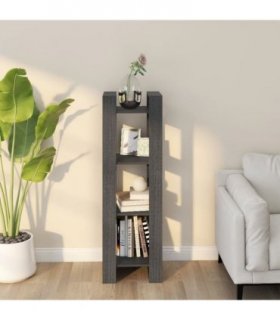 vidaXL Book Cabinet/Room Divider Grey 41x35x125 cm Solid Wood Pine — Size: 41 x 35 x 125 cm